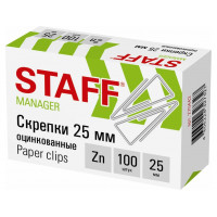 Скрепки оцинкованные STAFF, 25 мм, 100 шт Скрепки оцинкованные STAFF, 25 мм, 100 шт