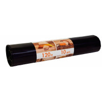 Мешки для мусора 120л, черные,10 шт рулон, ПВД, 80 мкм, 70х108 см, особо прочные, КБ