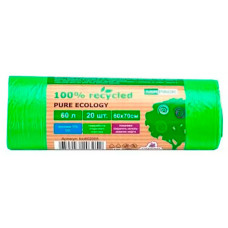 Мешки для мусора ПВД MirPack (МирПак) Pure Ecology, зеленые, 60 л, 20 мкм, 20 шт