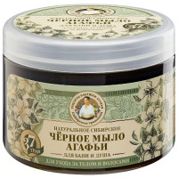 Мыло Рецепты бабушки Агафьи Для бани натуральное сибирское черное, 500 мл