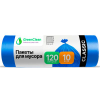 Мешки для мусора ПВД GreenClean 180 л. 10шт  Standart (30мкм) Синие 