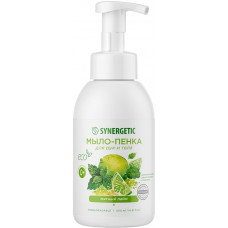 Мыло-пенка для рук и тела Synergetic (Синергетик) Мятный лайм, дозатор, 500 мл
