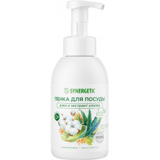 Пенка для мытья посуды Synergetic (Синергетик) Алоэ и экстракт Хлопка, 500 мл