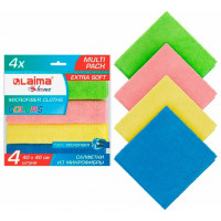 Салфетка из МИКРОФИБРЫ универсальная 40х40 см, КОМПЛЕКТ 4 шт., MULTI PRO COLOUR, 280 г/м2, LAIMA