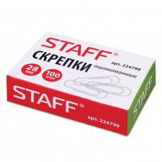 Скрепки оцинкованные STAFF, 28 мм, 100 шт