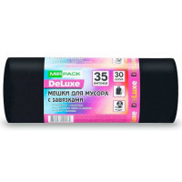Мешки для мусора с завязками ПВД MirPack (МирПак) Deluxe, черные, 35 л, 30 мкм, 30 шт