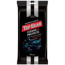 Салфетки влажные автомобильные для ухода за кожей Top Gear, 25 шт