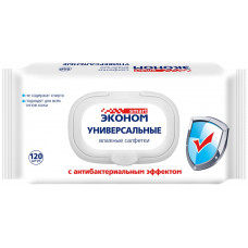 Салфетки влажные универсальные Эконом Smart с антибактериальным эффектом, 120 шт