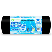 Мешки для мусора ПНД GreenClean черные Standart, 30 л, 6 мкм, 30 шт